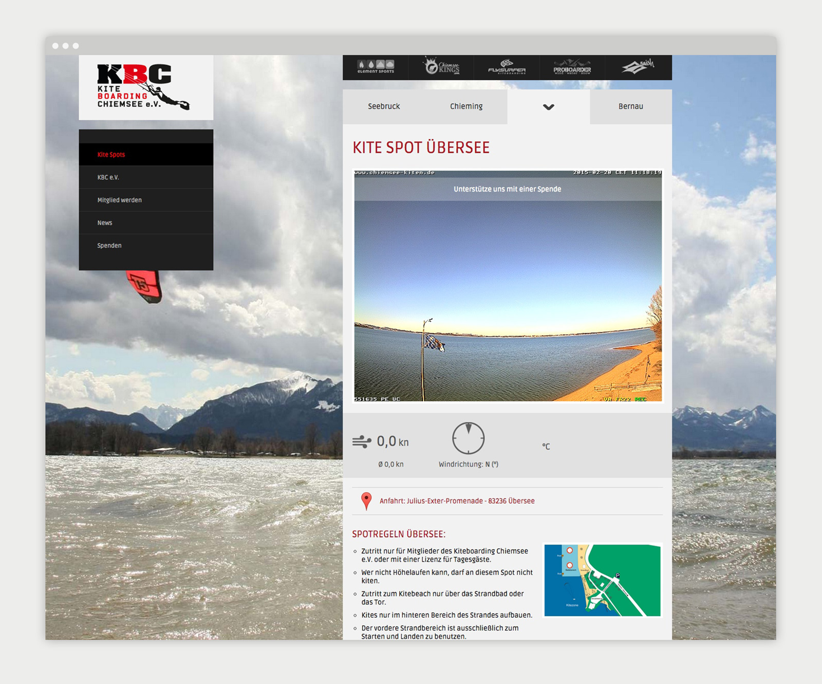 Kiteboarding Chiemsee e.V. Website Detailansicht