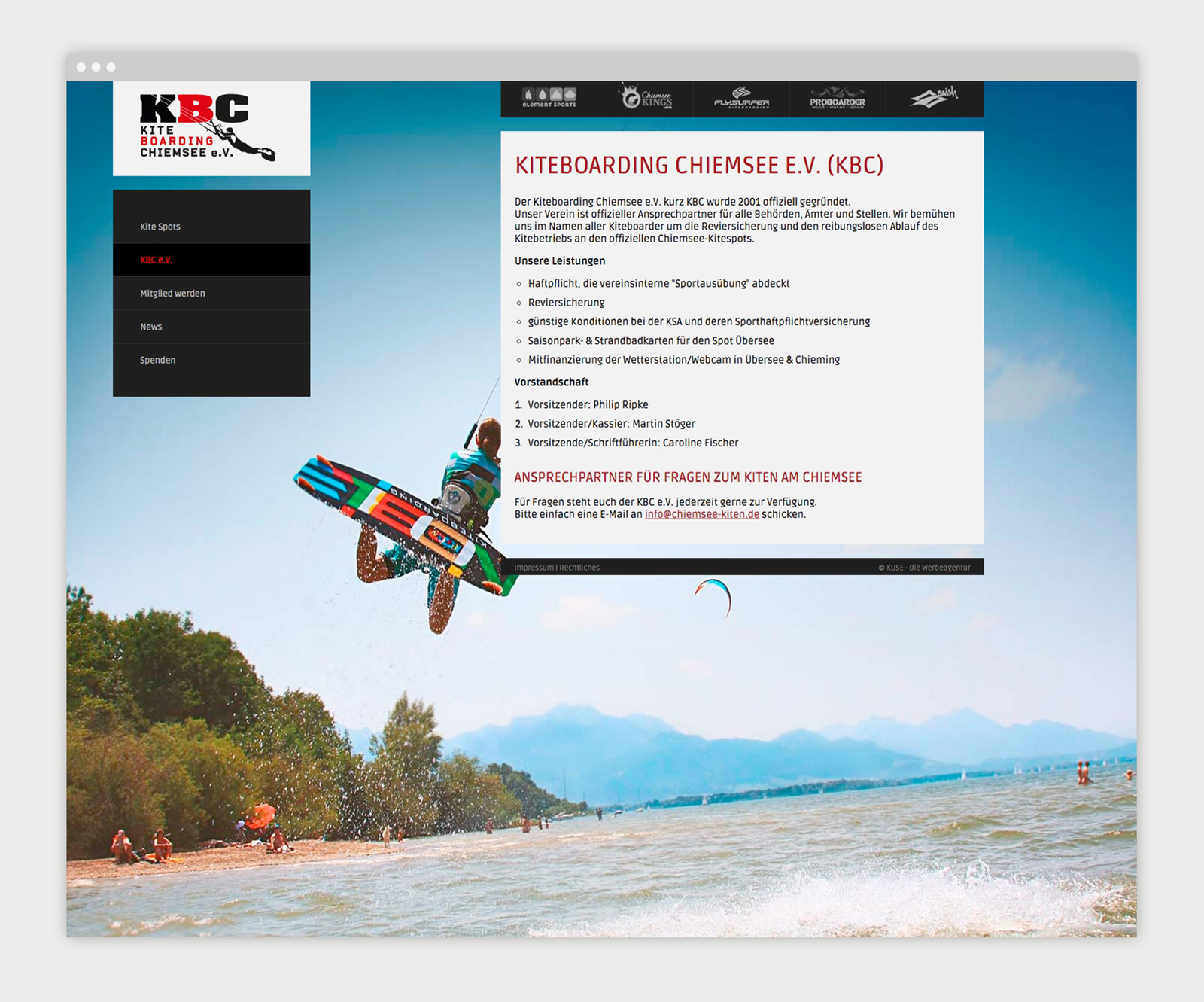 Kiteboarding Chiemsee e.V. Website Detailansicht