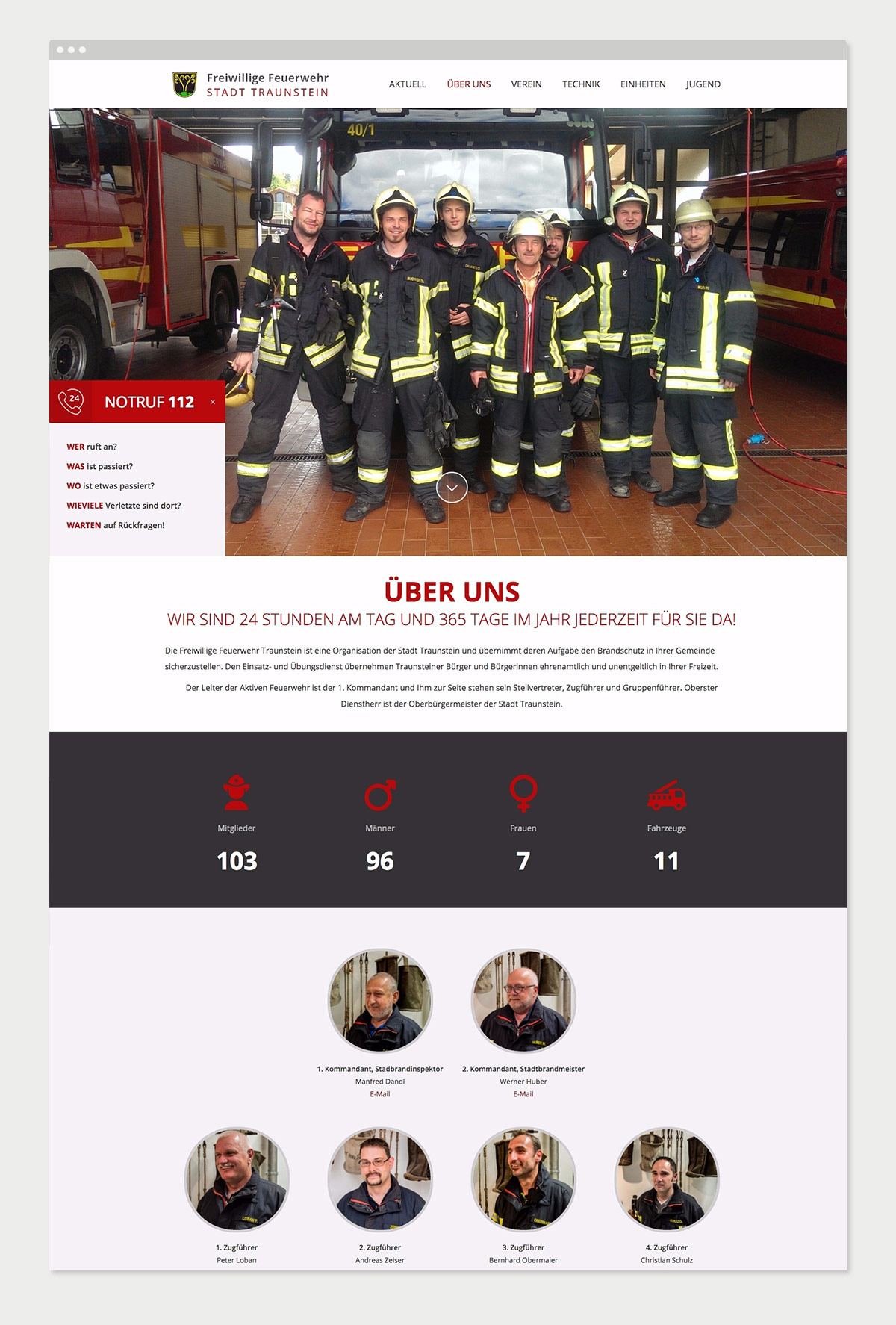 Website Freiwillige Feuerwehr Traunstein