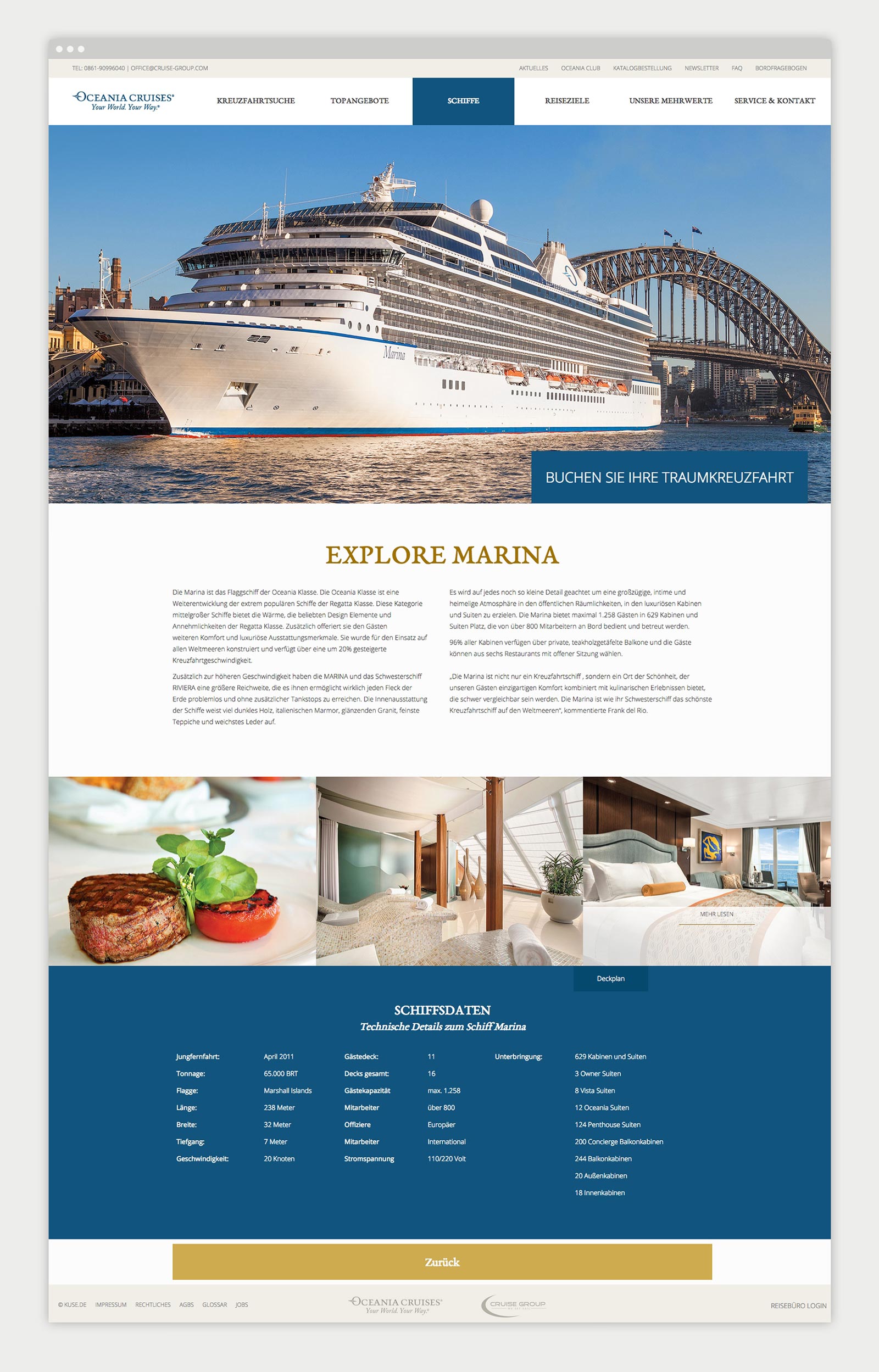 Oceania Cruises Kreuzfahrten Detailseite Schiffe