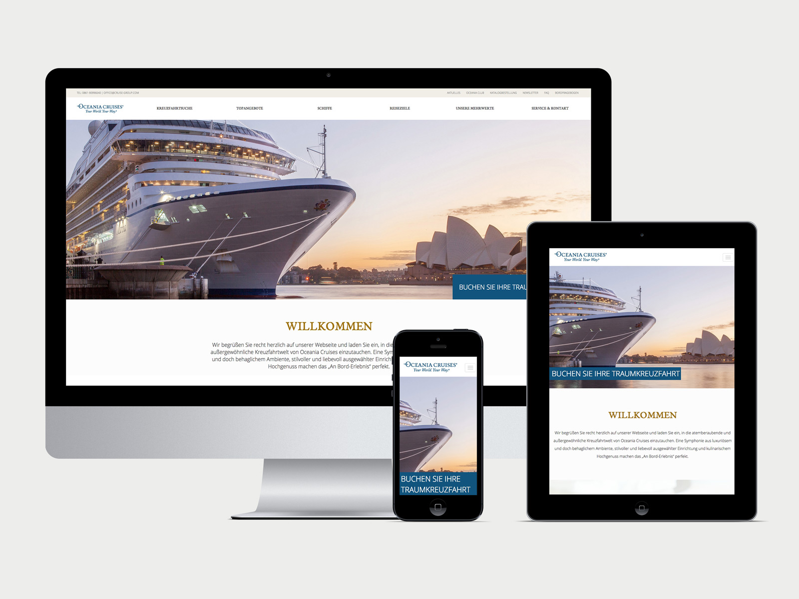 Oceania Cruises Kreuzfahrten Startseite der Website