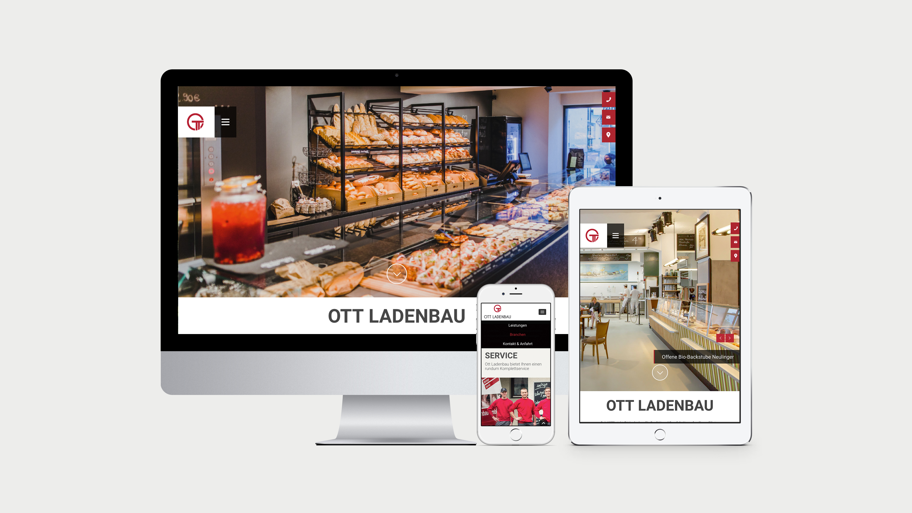 Ansicht der Website auf Desktop, Tablet und Phone Ansicht der Website auf Desktop, Tablet und Phone