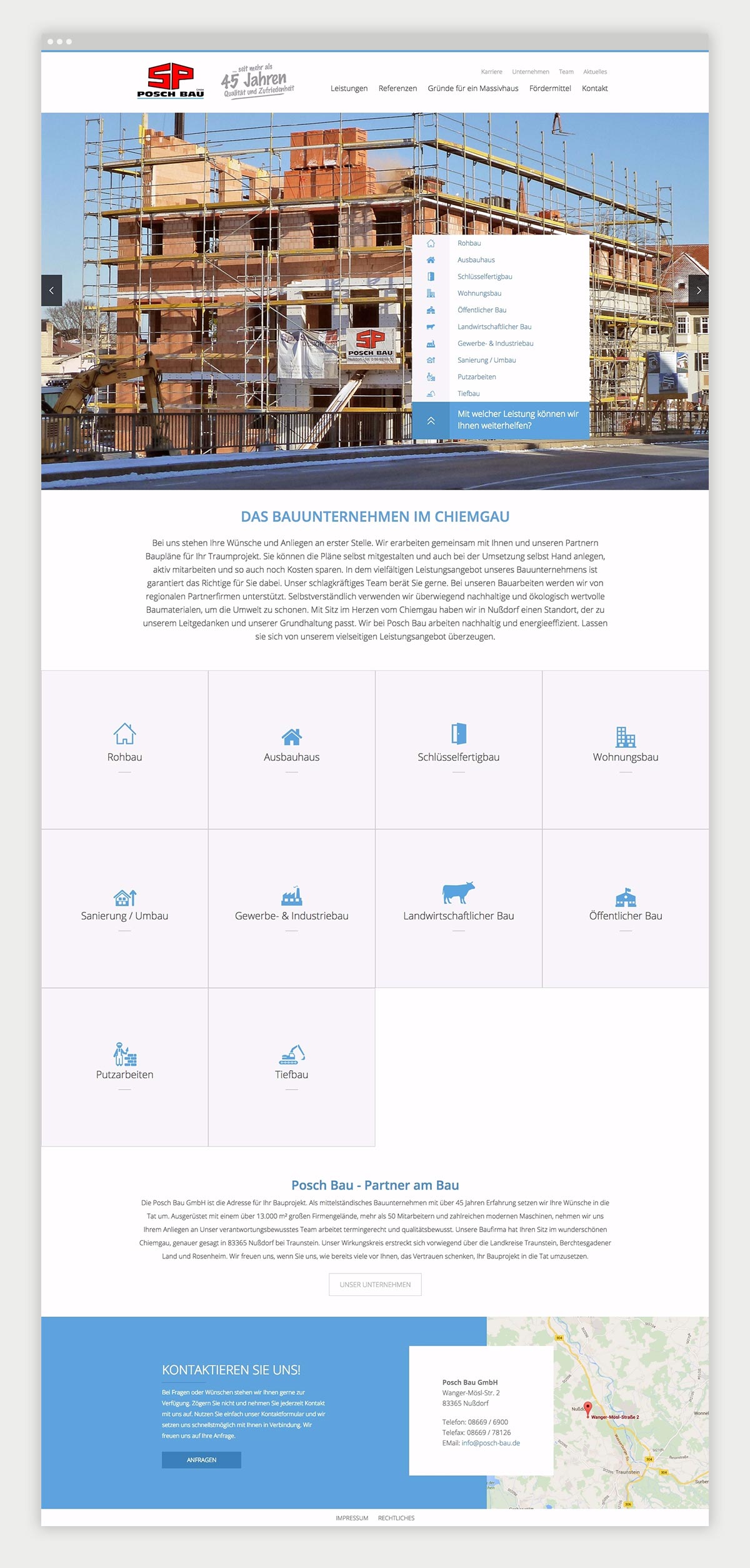 Posch Bau Website Startseite von Posch Bau