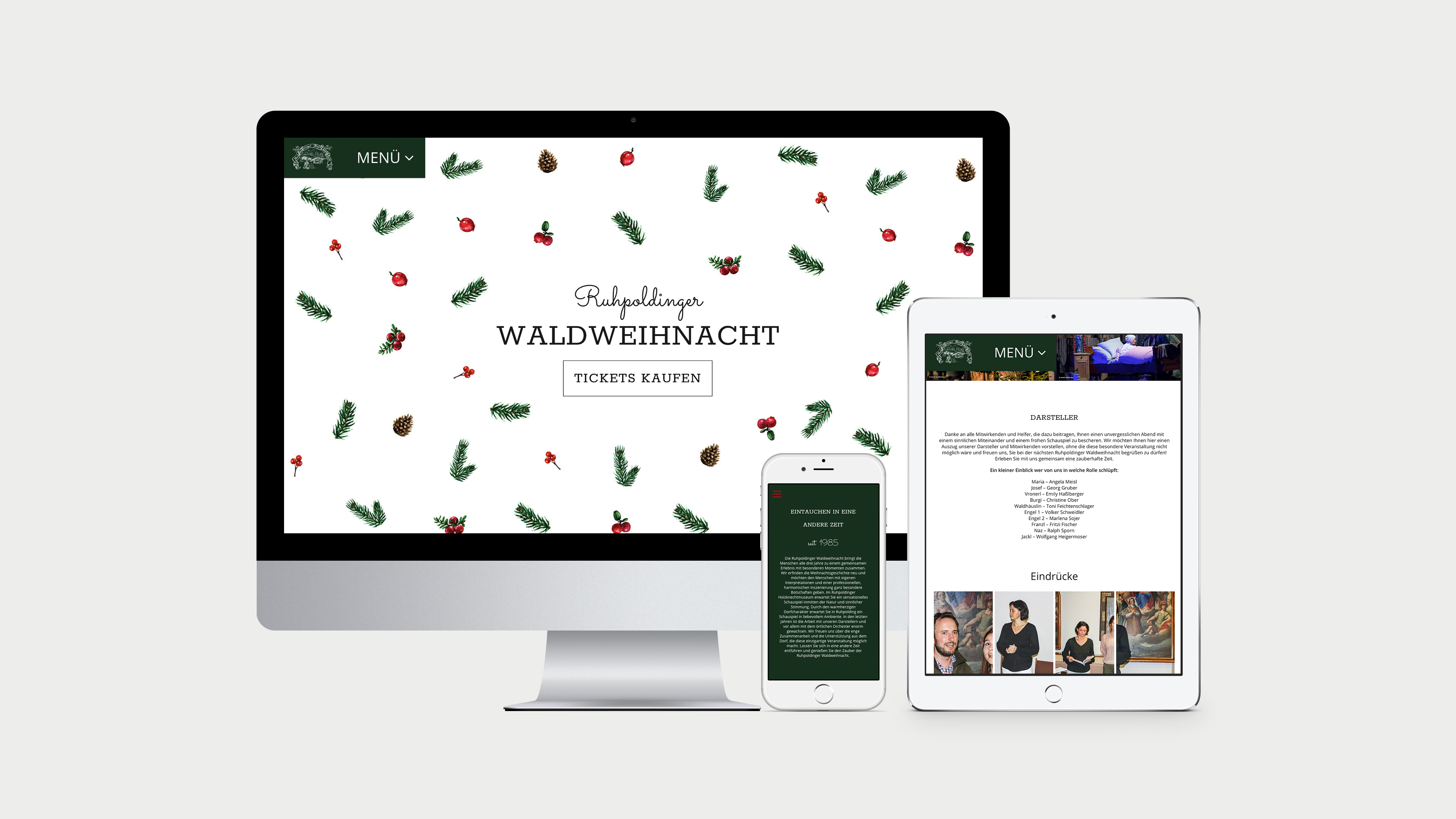Ansicht der Website auf Desktop, Tablet und Phone