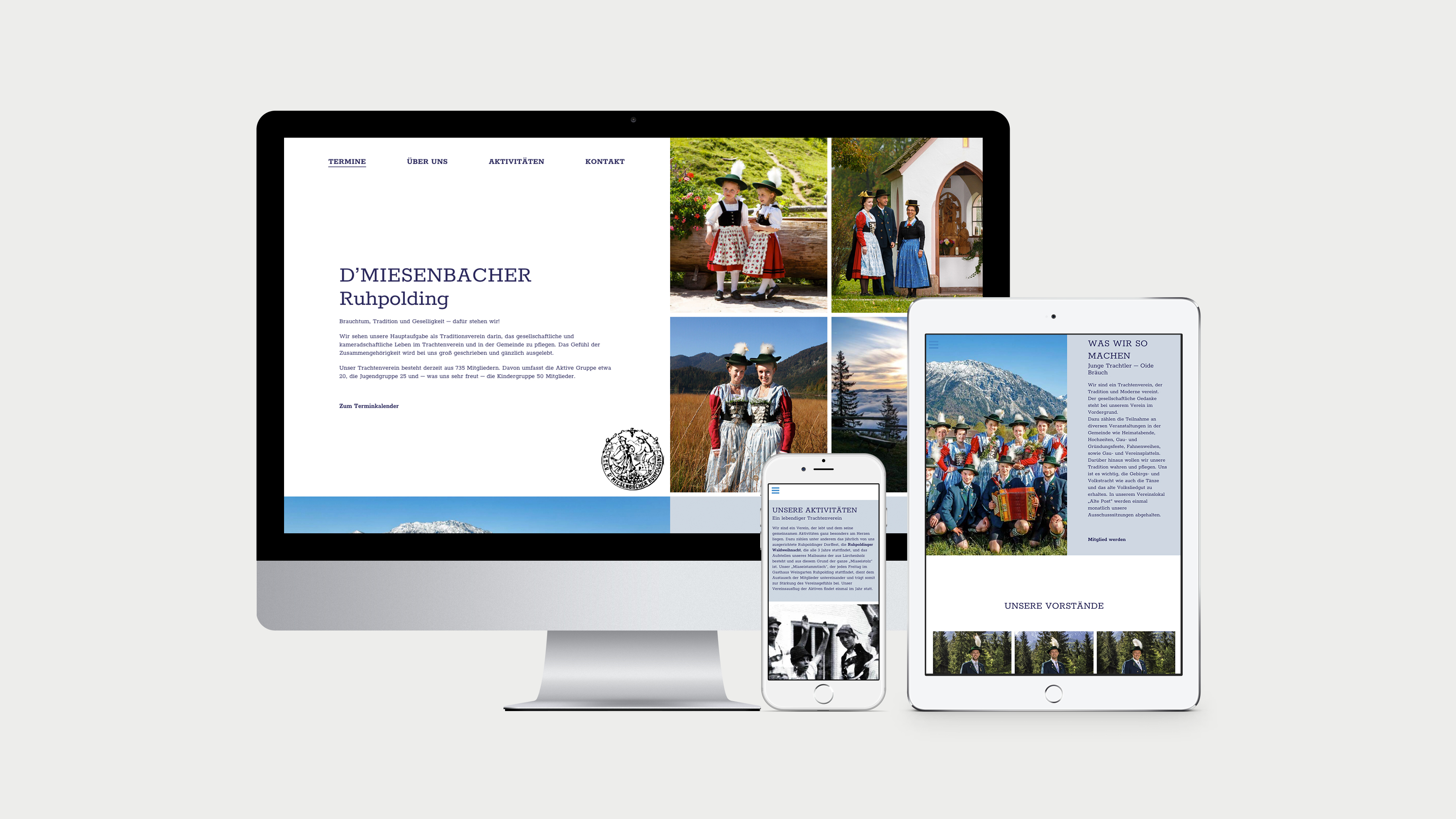 Ansicht der Website auf Desktop, Tablet und Phone Ansicht der Website auf Desktop, Tablet und Phone