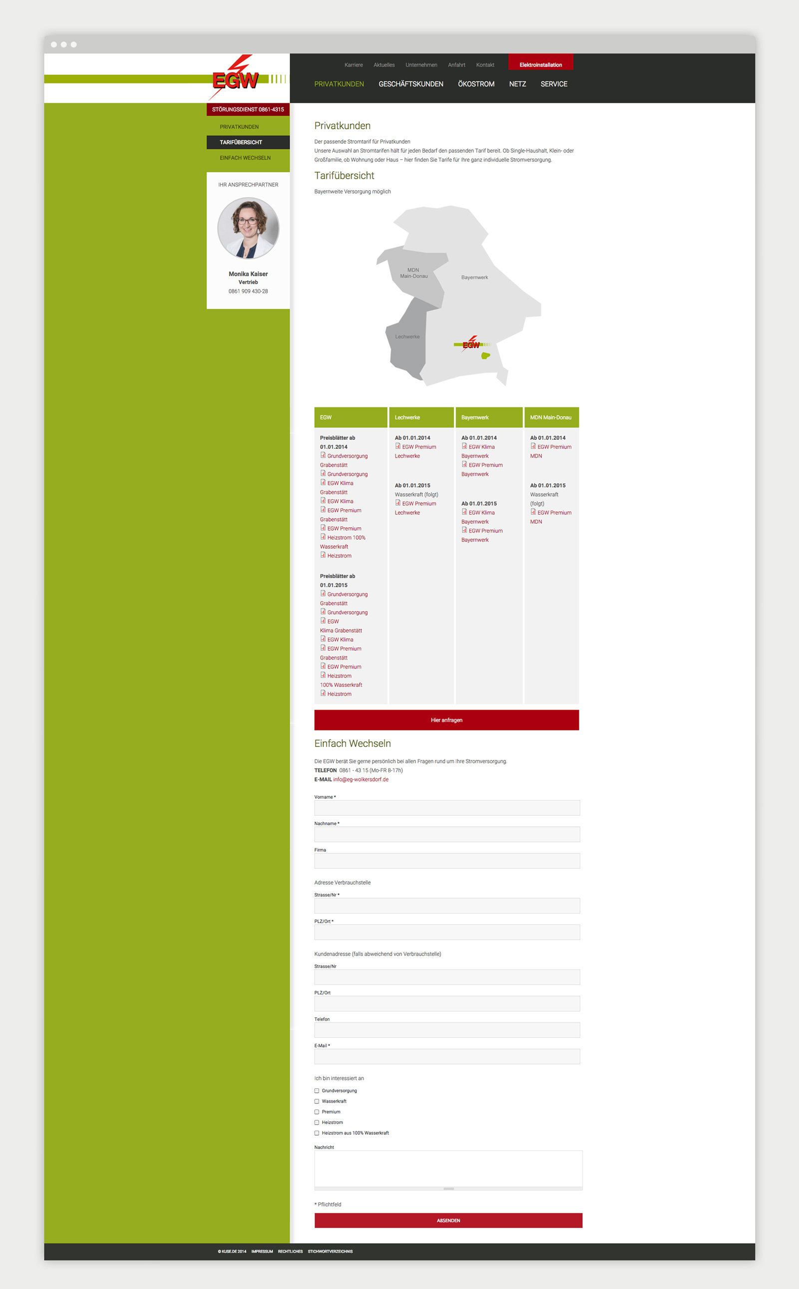 Elektrizitätsgenossenschaft Wolkersdorf Website
