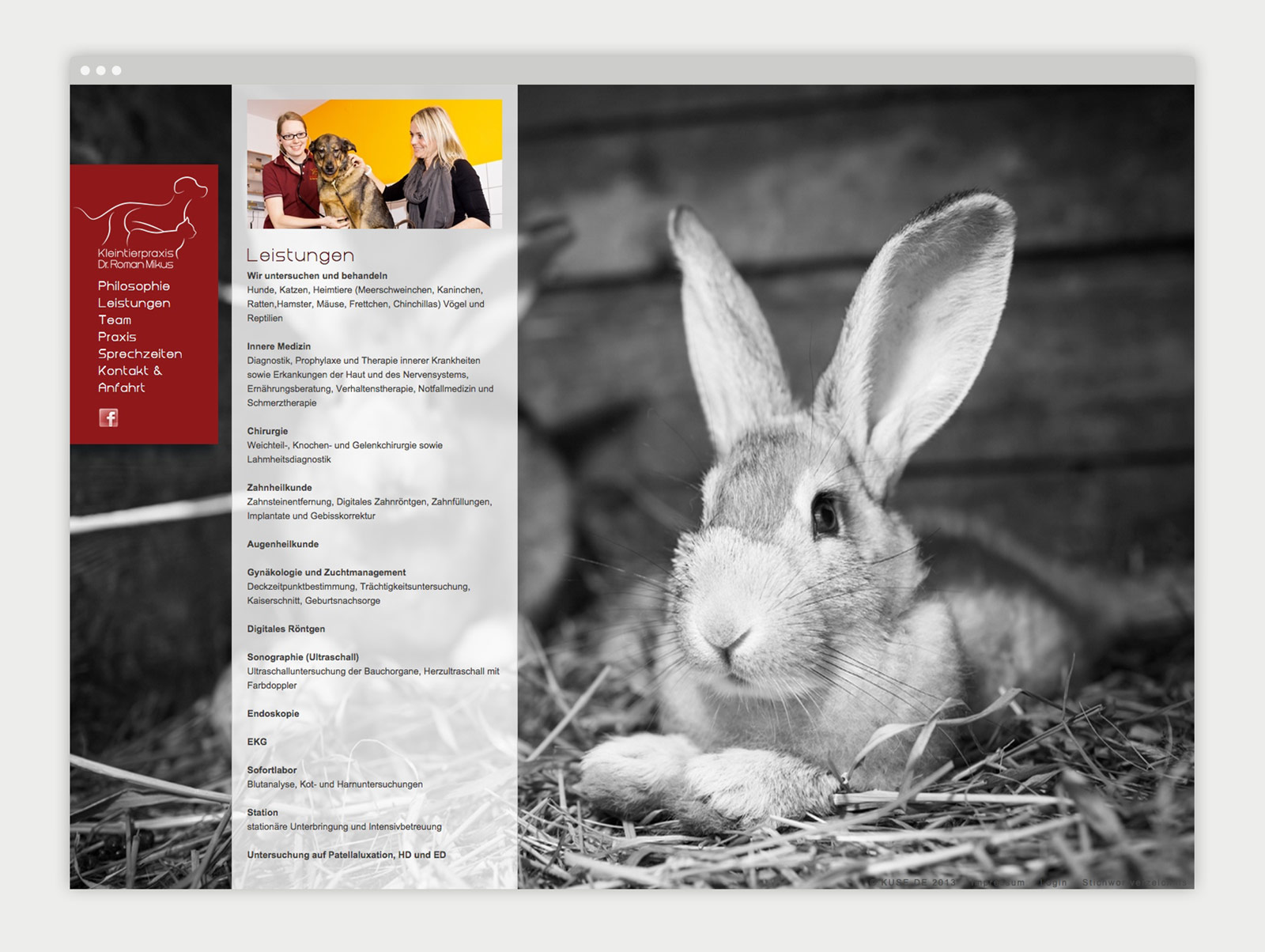 Kleintierpraxis Dr. Roman Mikus Website Leistungen