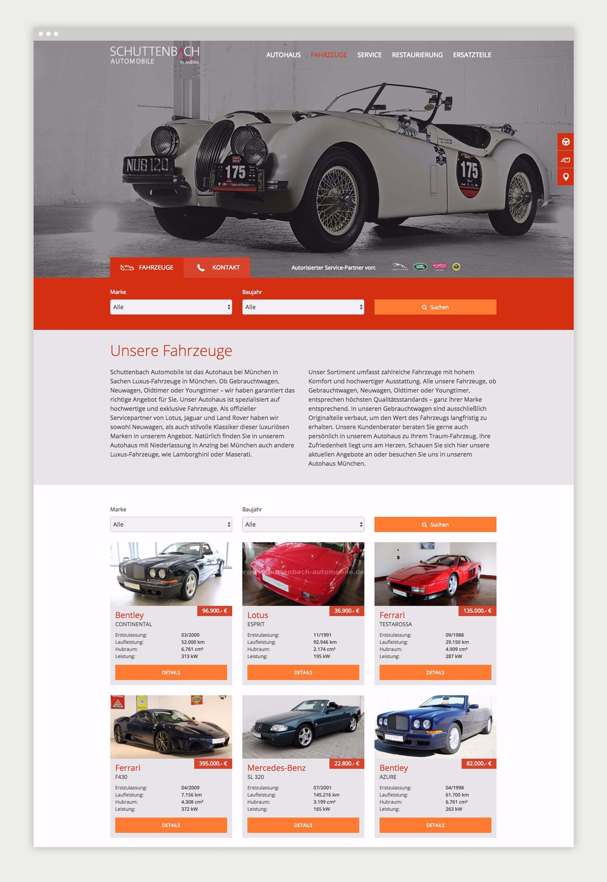 Schuttenbach Automobile Website Contentseite von Schuttenbach Automobile GmbH