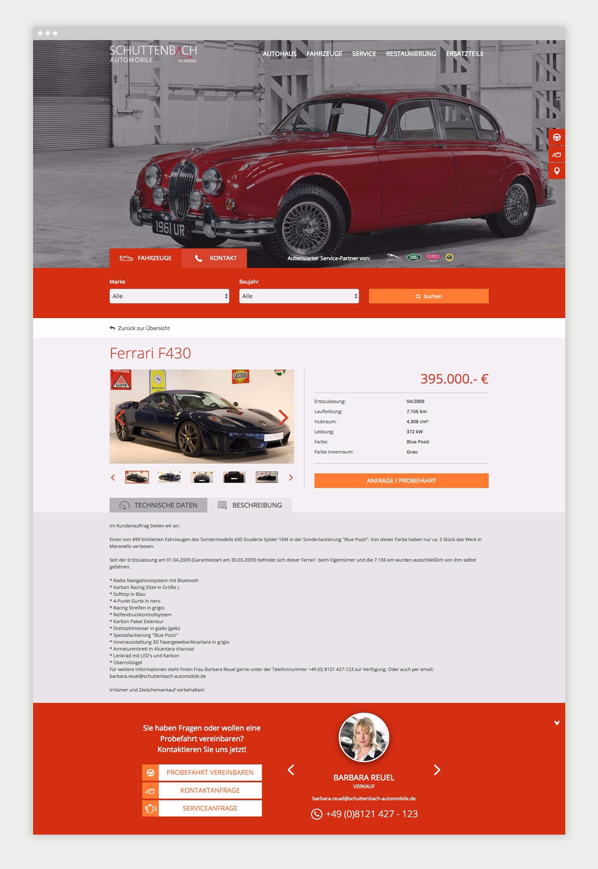 Schuttenbach Automobile Website Contentseite von Schuttenbach Automobile GmbH