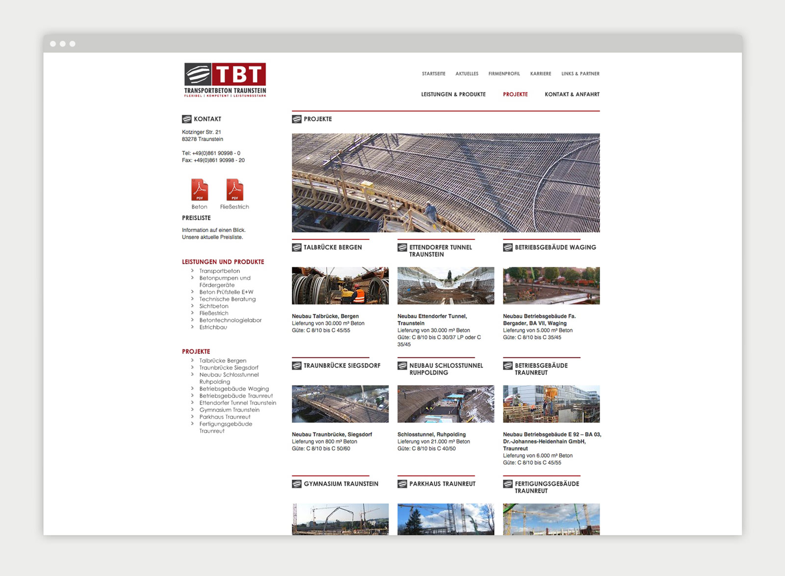 Transportbeton Traunstein Website Mockup 2