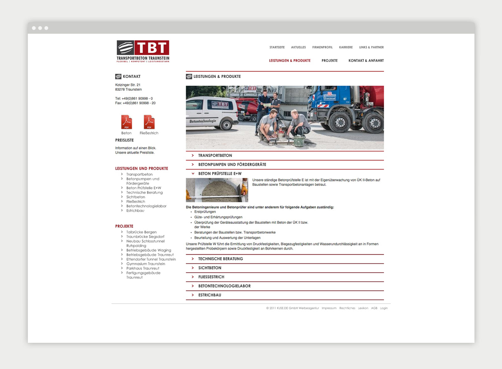 Transportbeton Traunstein Website Mockup 3