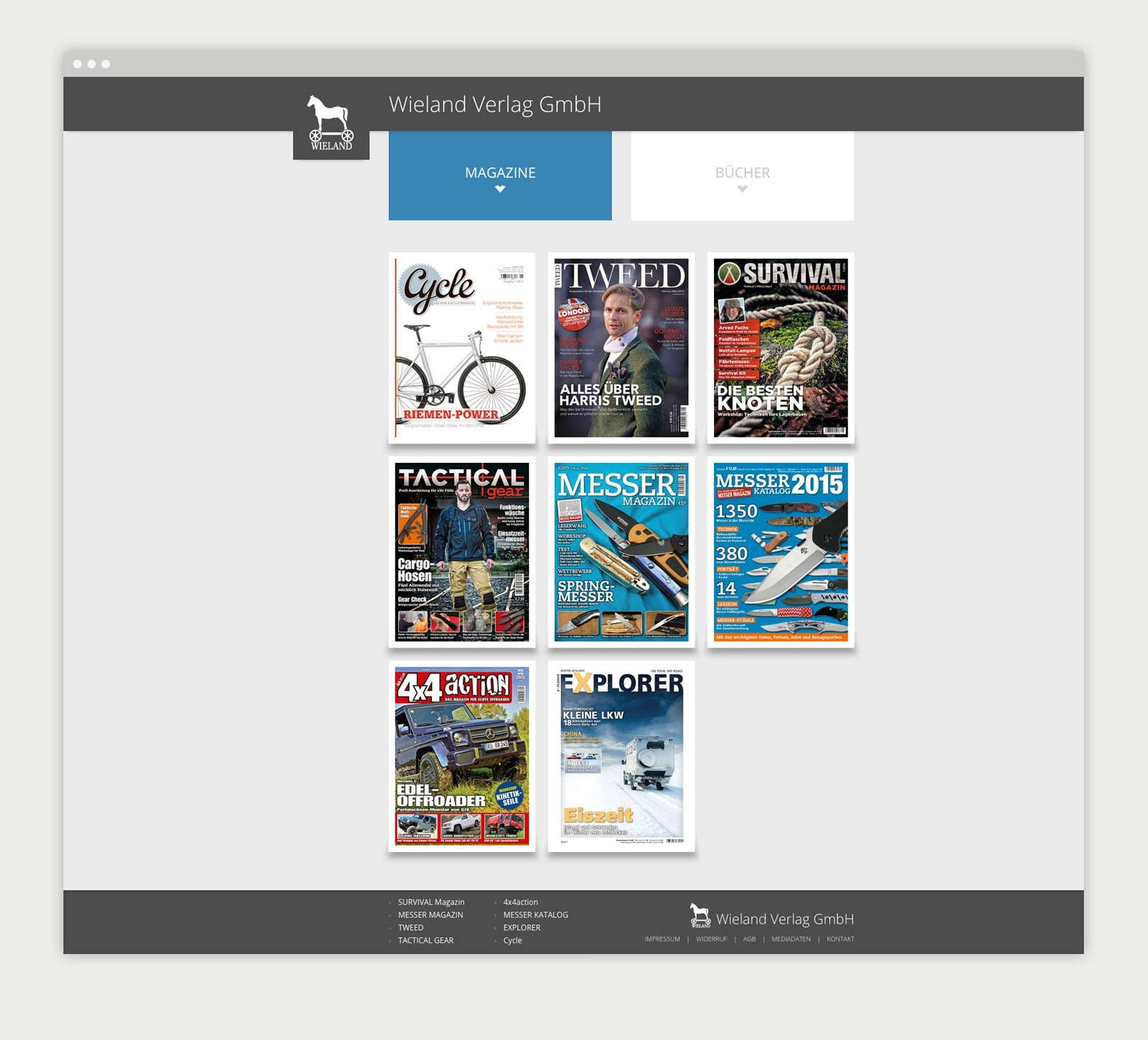 Wieland Verlag Website Übersicht
