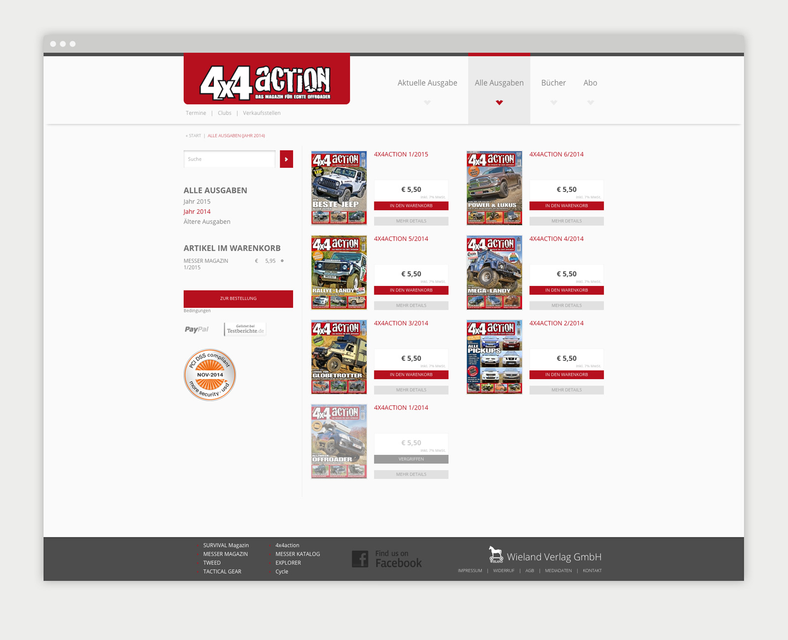 Wieland Verlag Website Magazin Shop