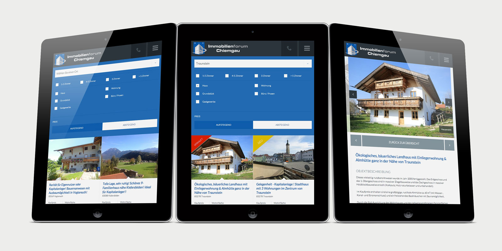 Immobilienforum Chiemgau Tablet Ansicht