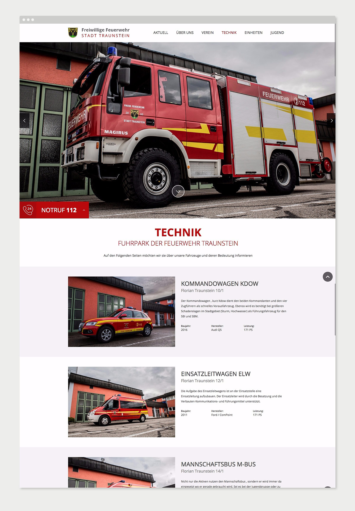 Website Freiwillige Feuerwehr Traunstein